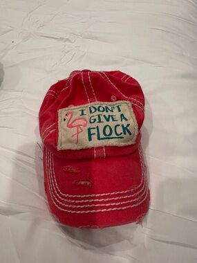 Pink hat Cap with 'I Don't Give a Flock' Flamingo Patch